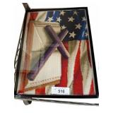 Framed 12"ï¿½16" Patriotic Cross Needlework