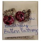 Sterling Silver Fuchsia Butterfly Earrings