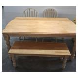 Dining Table Set with Bench and Chairs, 60x38