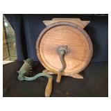 Wooden Barrel Butter Churn with Metal Crank,