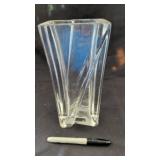 Square Clear Glass Vase with Twisted Design