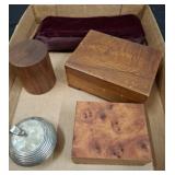Wooden Boxes and Metal Lidded Container Group
