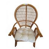 Wicker High-Back Armchair With Cushion