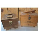 Two Wooden Shoe Shine Boxes with Accessories