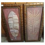Framed Leaf Prints, 17x41 Inches