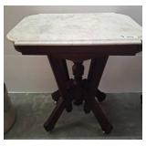 Marble Top Wooden Parlor Table, 26x18x30"
