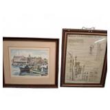 Framed Print and Statue of Liberty Lithograph