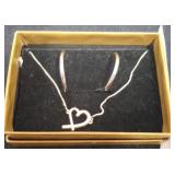 .925 Loving Heart Necklace and Hoop Earrings