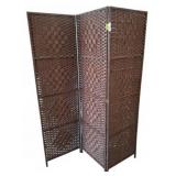 Woven Brown 3-Panel Room Divider, 20x71 Each