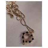 .925 Sapphire Diamond Heart Pendant Necklace