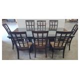 Dining Table With Glass Top, 8 Chairs, and 44