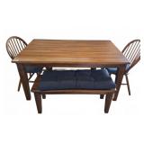 Wood Dining Table Set with Bench and Chairs,