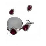 Red Stone Jewelry Set, Size 7 Ring