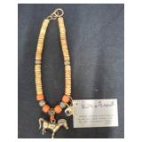 Chinese Brass Horse Pendant Necklace
