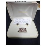 .925 Ruby and Black Onyx Ring & Earrings