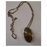 Sterling Silver Pendant Necklace with Agate