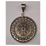 Unmarked Silver-Tone Floral Pendant