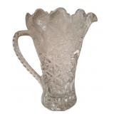Clear Pressed Glass Pitcher with Floral Motif