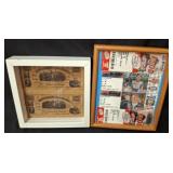 Framed Currency Replicas and NASCAR Tickets