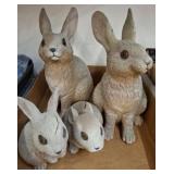 Four Resin Rabbit Figurines