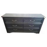 Black Six-Drawer Dresser, 69x17x37 Inches