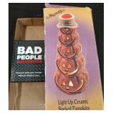 Light Up Ceramic Stacked Pumpkins and Badï¿½PEO