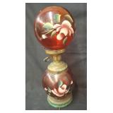 Glass Globe Table Lamp with Floral Design