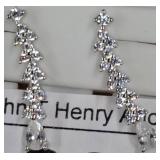 Silver-Tone Crystal Drop Earrings