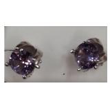 Purple Stone Stud Earrings
