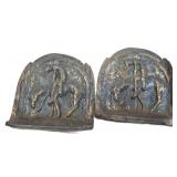 Cast Metal Bookends with Native Motif