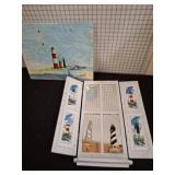 Lighthouse Theme Wall Art and Mirror, 20"ï¿½16"
