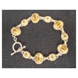 .925 Citrine Set in Rope Bezel Bracelet