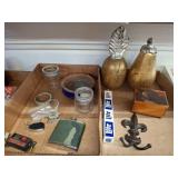 Lot: Decor, Jars, Flask, and Misc