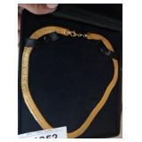 22K Over Sterling Silver Herringbone Necklace