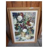 Floral Oil Painting in Ornate Frame, 33x45