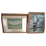 Two Framed Seagull Paintings, 19"ï¿½15" and 13"