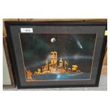 Framed Night Cityscape Artwork, 24x20