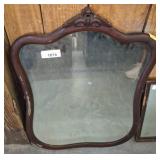 Wood Framed Mirror with Ornate Crest, 21x30