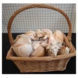 Wicker Basket With Assorted Seashells