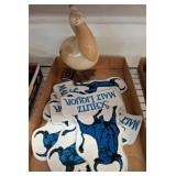 Ceramic Pelican Figurine and Schlitz Lot
