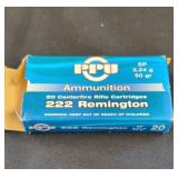 PRVI Partizan .222 Remington Ammo, 20 Rounds