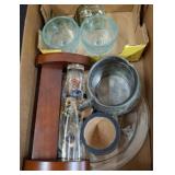 Lot: Glass, Metal, and Wood Items