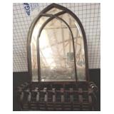 Arched Metal Wall Mirror with Shelf