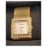 Gruen Gold-Tone Quartz Watch with Stones