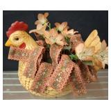 Decorative Hen-Shaped Planter with Flowers