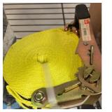 Yellow Ratchet Tie Down Strap, Metal Hook