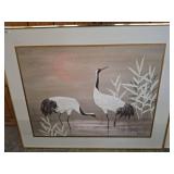 Large Framed Artwork of Cranes, 50"ï¿½40"