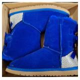 UGG Blue Suede Boots with Bows, Size 10