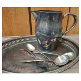 Silver-Plated Serving Set with Tray, Pitcher,