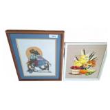Framed Embroidered Needlework Art